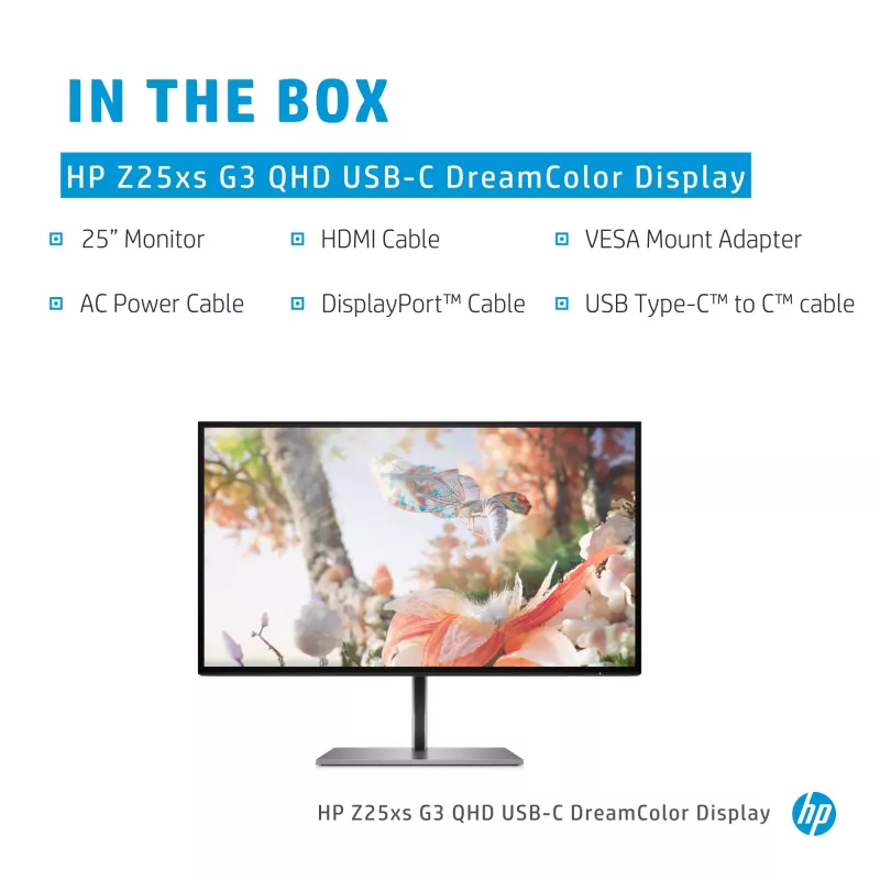 HP Z25xs G3 computer monitor 63.5 cm (25 inch) 2560 x 1440 pixels Quad HD Black