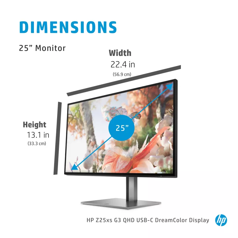 HP Z25xs G3 computer monitor 63.5 cm (25 inch) 2560 x 1440 pixels Quad HD Black