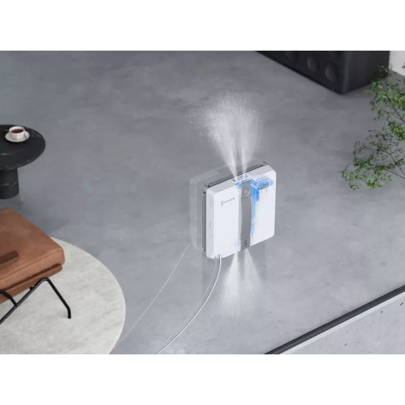 Window cleaner Ecovacs WINBOT MINI — suction, battery Li‑Ion, min window 22×25 cm, 1.3 kg, 215×215×55 mm, grey/white
