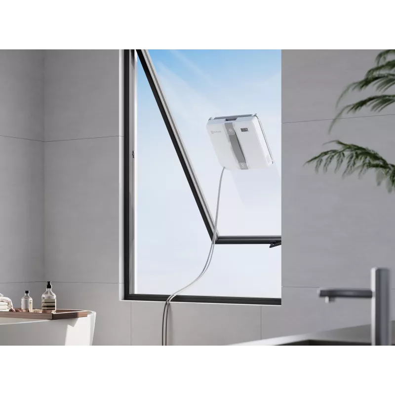 Window cleaner Ecovacs WINBOT MINI — suction, battery Li‑Ion, min window 22×25 cm, 1.3 kg, 215×215×55 mm, grey/white