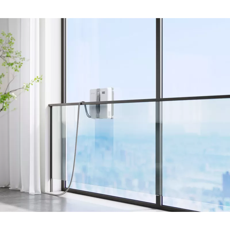 Window cleaner Ecovacs WINBOT MINI — suction, battery Li‑Ion, min window 22×25 cm, 1.3 kg, 215×215×55 mm, grey/white