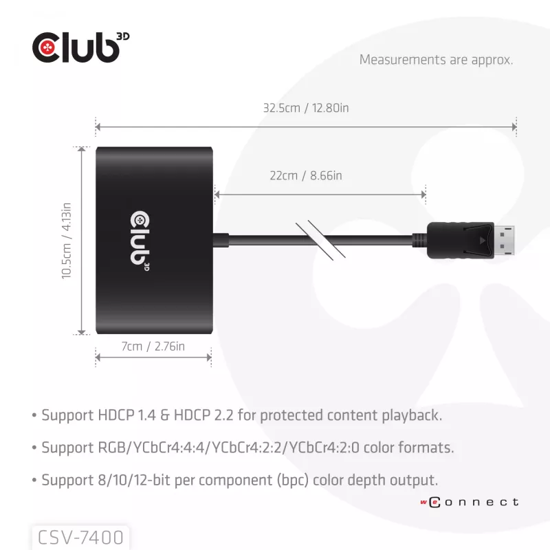 CLUB3D Quad DisplayPort™ Hub – 4 x 4K Resolution @ 30Hz, MST Support