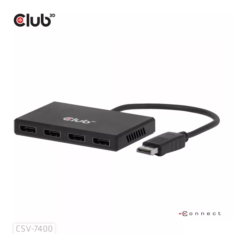 CLUB3D Quad DisplayPort™ Hub – 4 x 4K Resolution @ 30Hz, MST Support