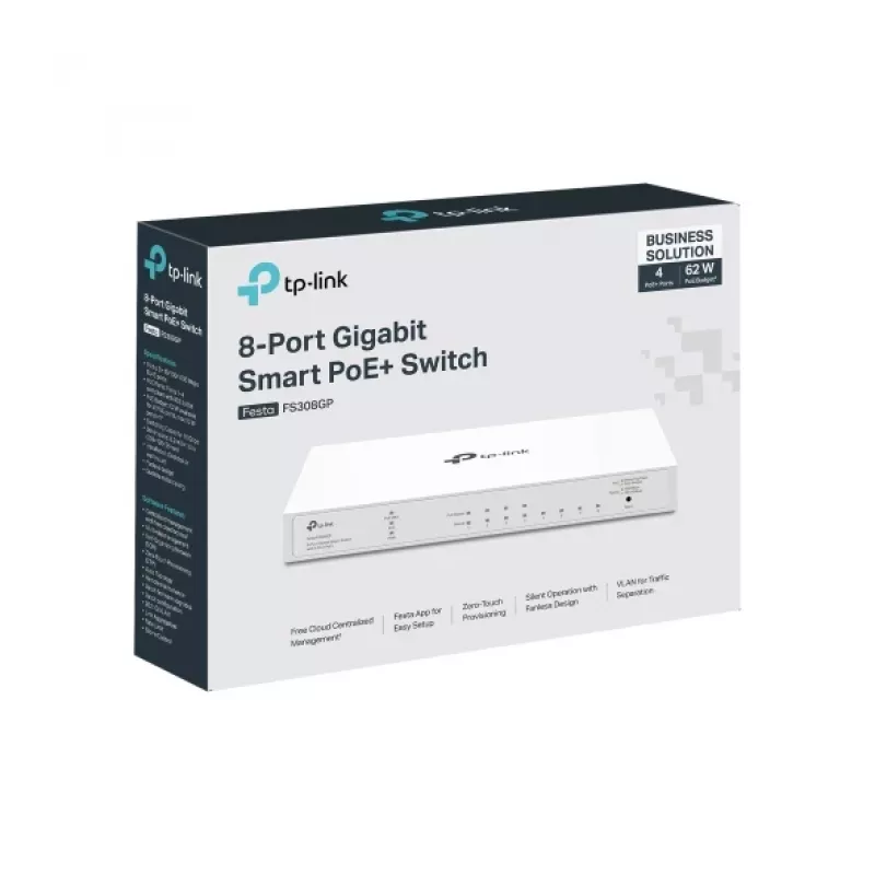 TP-Link FESTA FS308GP network switch Managed Gigabit Ethernet (10/100/1000) Power over Ethernet (PoE) White