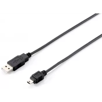 Equip USB 2.0 Type A to Mini-B Cable, 1.8m, 1.8 m, USB A, Mini-USB B, USB 2.0, Male/Male, Black