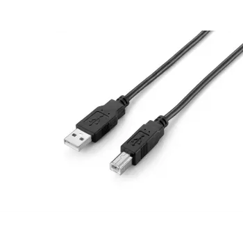 Equip USB 2.0 Type A to Type B Cable, 2.0m, Black, 2 m, USB A, USB B, USB 2.0, 0.48 Gbit/s
