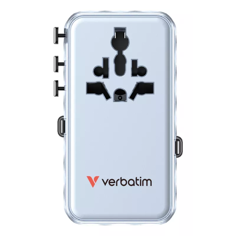 Verbatim Charge 'n' Travel 70W 2C retractable Universal Travel Adapter Blue
