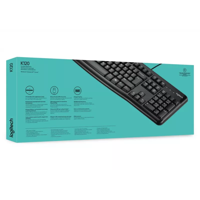 LOGITECH K120 Keyboard - USB Corded - Qwerty Us/int'l