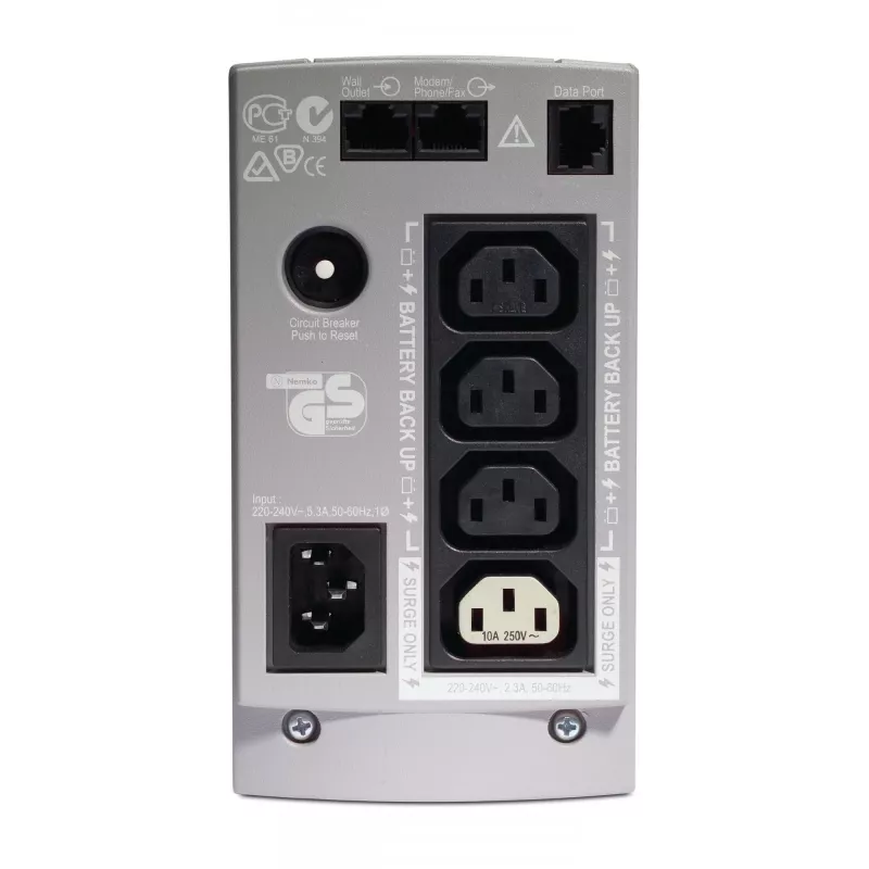 APC Back-UPS, 350VA/210W, Tower, 230V, 4x IEC C13 Outlets , User Replaceable Battery