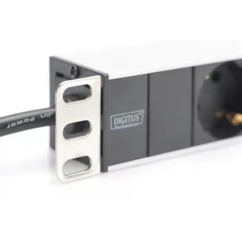 DIGITUS 1U Aluminum PDU, rackmountable rated power: 16A, 4000W, 250VAC 50/60Hz, 8x safety outlets