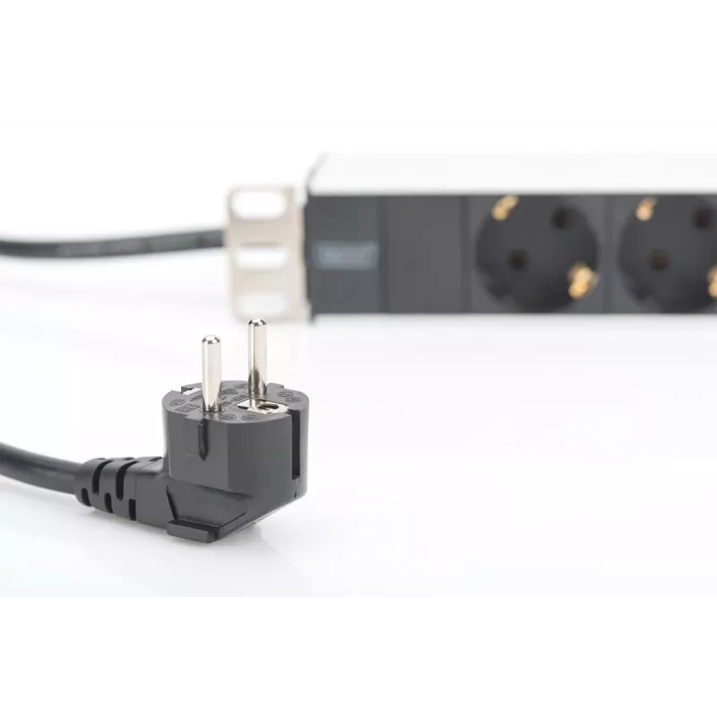 DIGITUS 1U Aluminum PDU, rackmountable rated power: 16A, 4000W, 250VAC 50/60Hz, 8x safety outlets