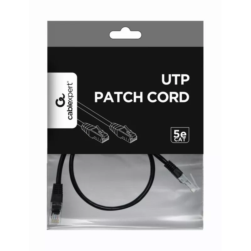 Networking cable Gembird PP12-0.5M/BK RJ45 Cat5e 0.5m Black