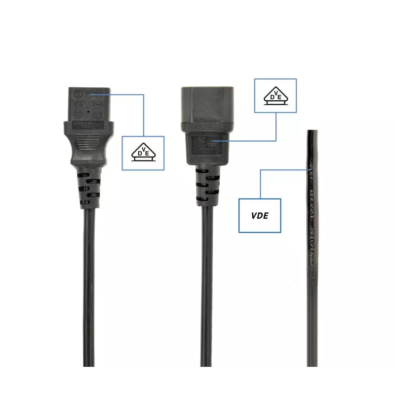 GEMBIRD Power Cord (C13 to C14), VDE Approved, 2.0m