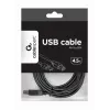 USB Cable, Gembird 4.5m USB 2.0 A/B M, Black, Male/Male