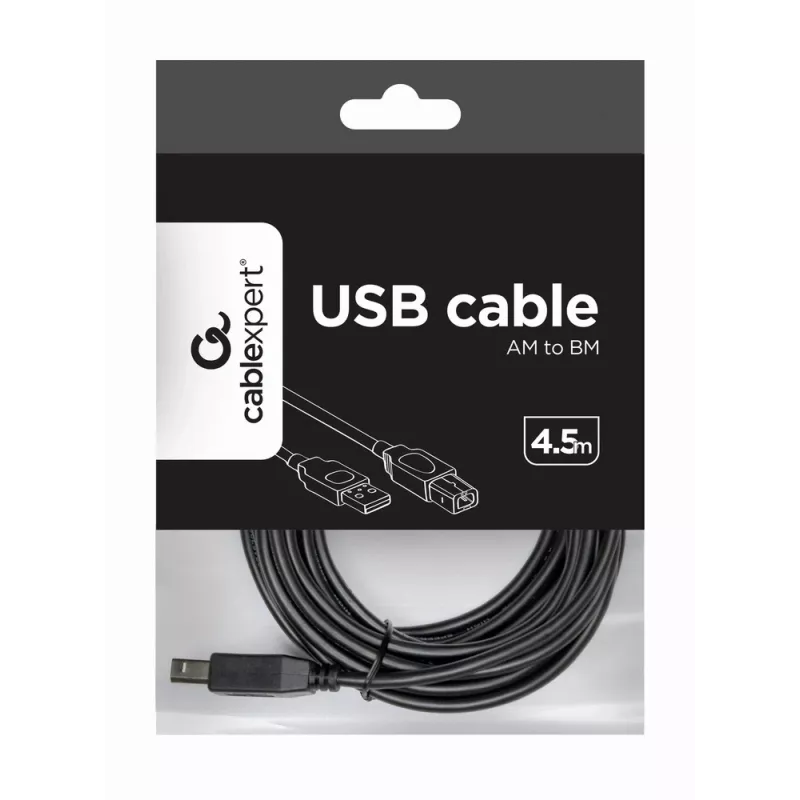 USB Cable, Gembird 4.5m USB 2.0 A/B M, Black, Male/Male