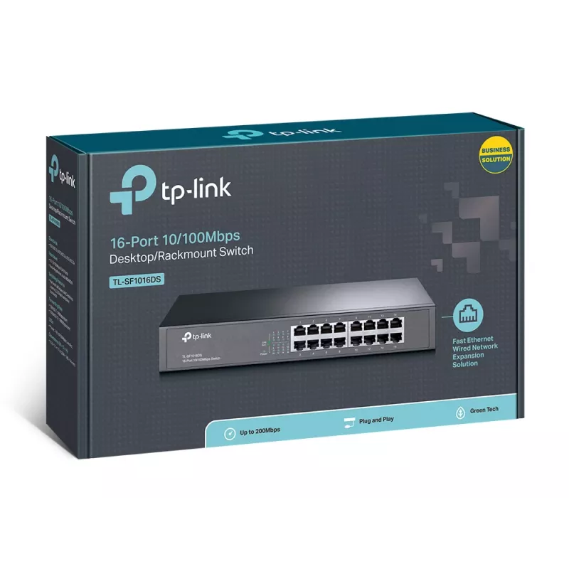 TP-Link TL-SF1016DS network switch Unmanaged Fast Ethernet (10/100) 1U Black