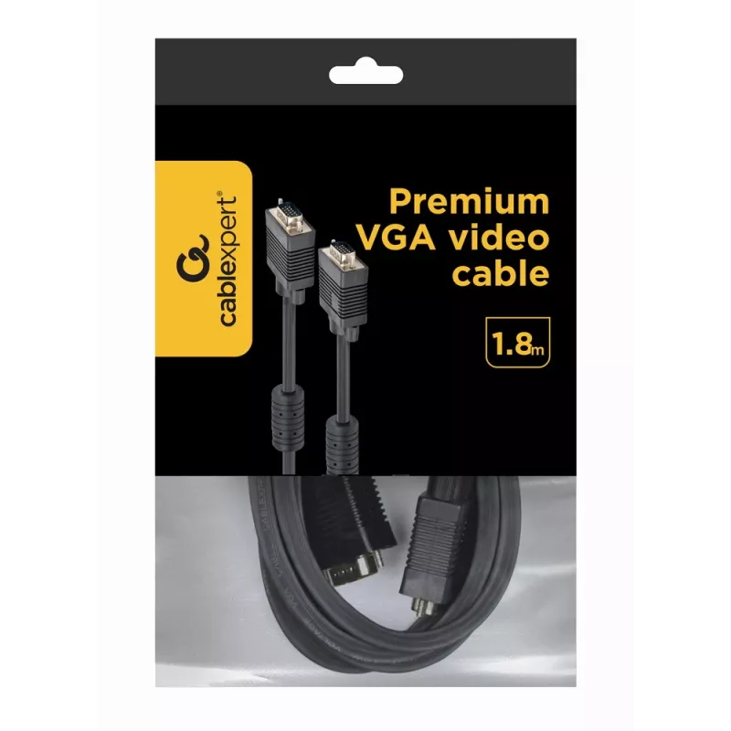 GEMBIRD Premium VGA HD15M/HD15M Dual-Shielded With 2*Ferrite Core 2.0m Cable/ Black