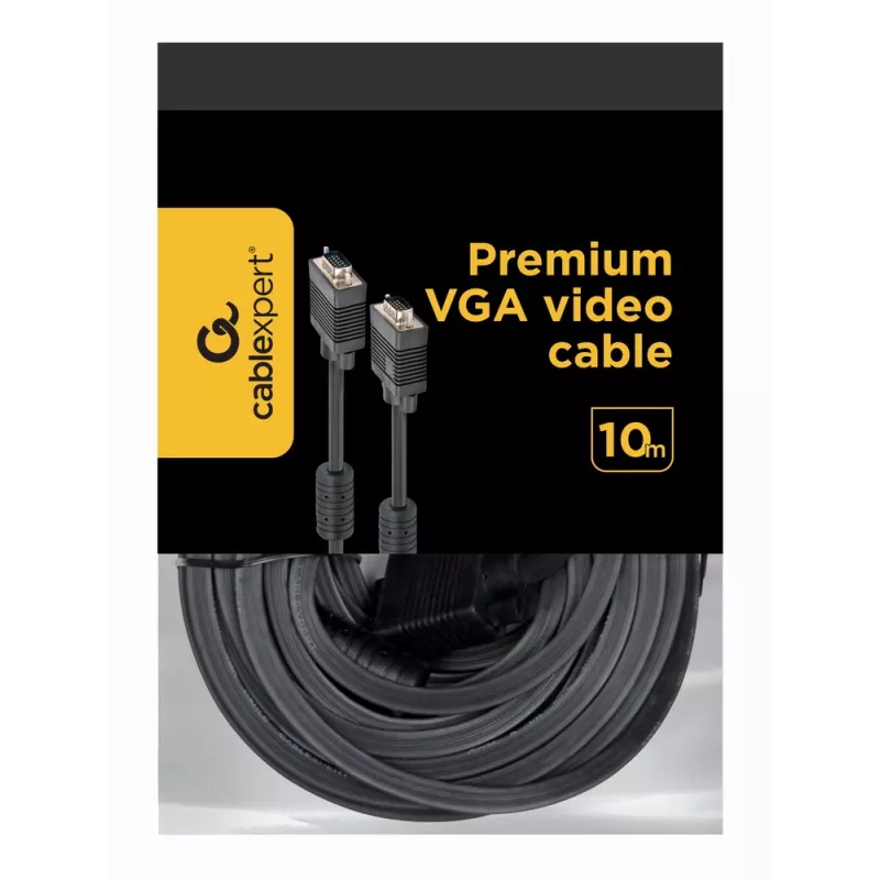 GEMBIRD Premium VGA HD15M/HD15M Dual-Shielded With 2*Ferrite Core 10m Cable/ Black