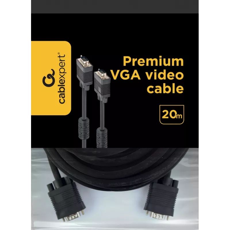 GEMBIRD Cable Premium VGA - HD15M/HD15M - Dual-shielded With 2 X Ferrite Core 20m - Black