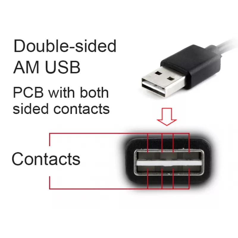 GEMBIRD Double-Sided USB 2.0 AM to Micro-USB Cable, 1m - Black