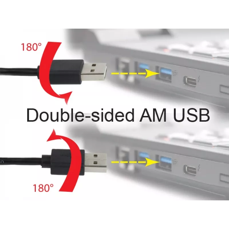GEMBIRD Double-Sided USB 2.0 AM to Micro-USB Cable, 1m - Black