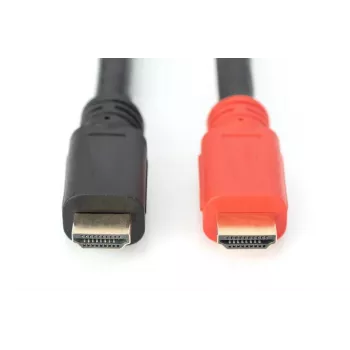 DIGITUS ASSMANN HDMI High Speed cable, type A, w/ amp. M/M, 15m w/Ethernet, Ultra HD 24p, CE, gold black