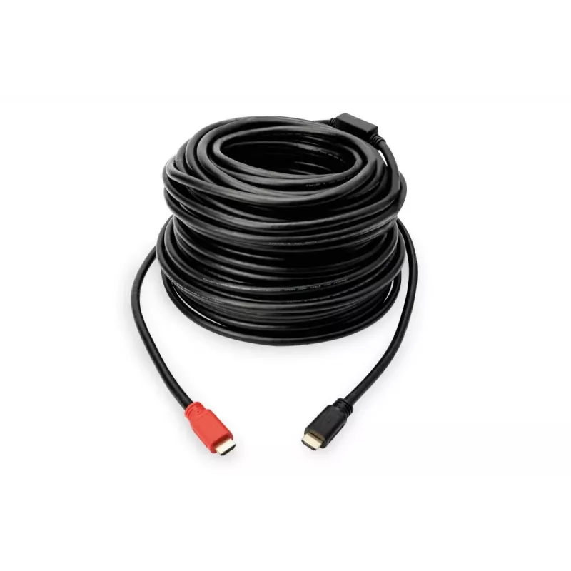 DIGITUS ASSMANN HDMI High Speed cable, type A, w/ amp. M/M, 15m w/Ethernet, Ultra HD 24p, CE, gold black