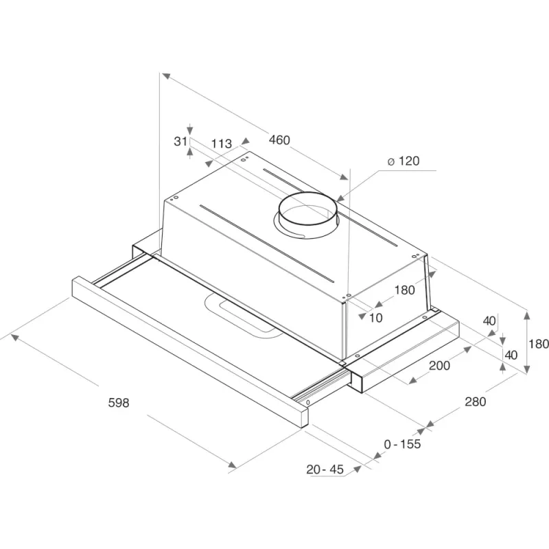 Whirlpool AKR 6390/1 IX Semi built-in (pull out) Silver 304 m³/h