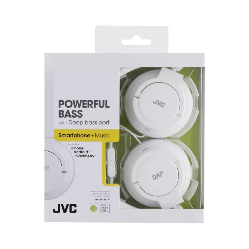 JVC HA-SR185-W-E Lightweight headphones, Wired, 10 - 22000 Hz, Calls/Music, 108 g, Headset, White