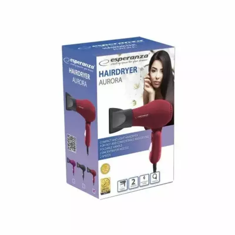 Esperanza Aurora EBH003R Hair Dryer, 750 W, Red