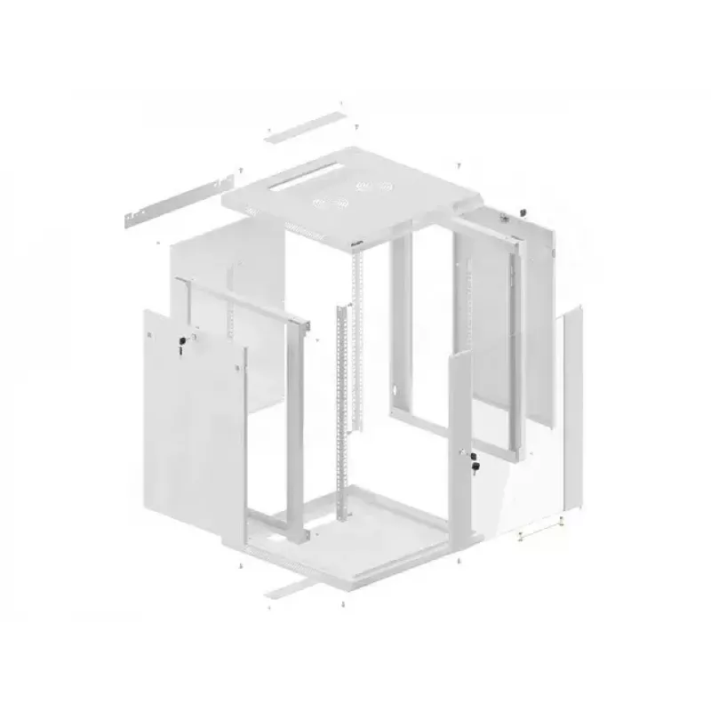 Lanberg WF01-6615-10S Wall Mount Rack Cabinet 15U 19 inch 600x600 mm Grey Glass Door