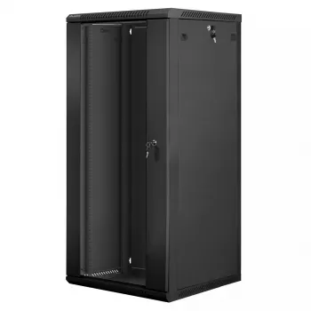 Lanberg WF01-6627-10B 27U 600x600mm Wall-Mount Rack Cabinet, Black, Flat-Pack, IP20, 60kg Load