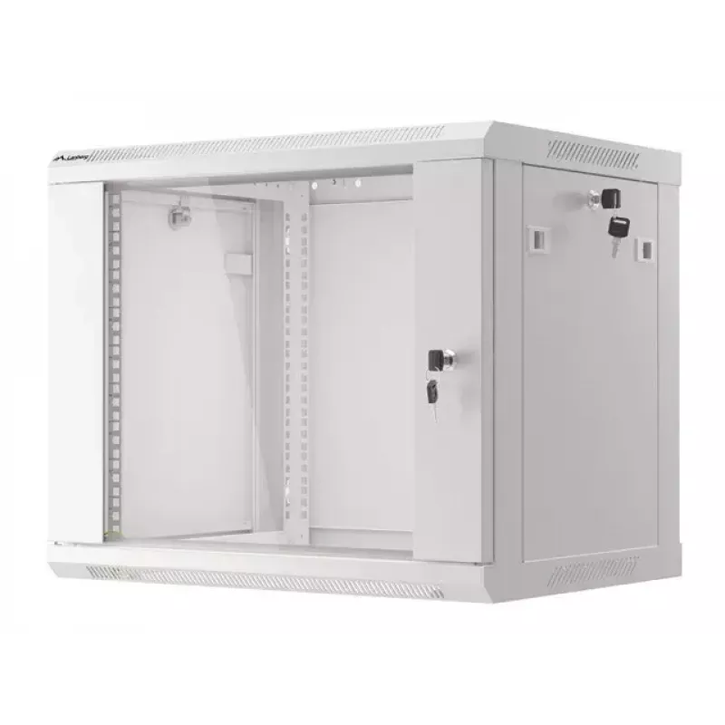 Lanberg WF01-6409-10S Wall-Mounted Rack Cabinet 9U 19 inch 600x450 mm Grey, 60 kg Load, Glass Door