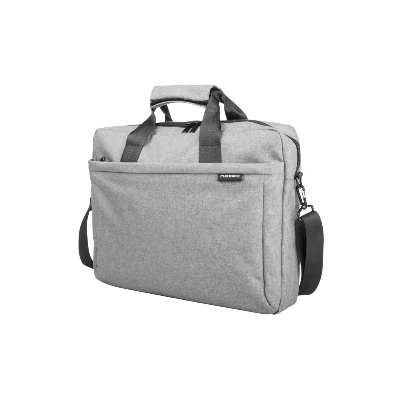 Messenger case NATEC Mustela for laptops up to 39.6 cm (15.6 inch), polyester, grey, front pocket, shoulder strap