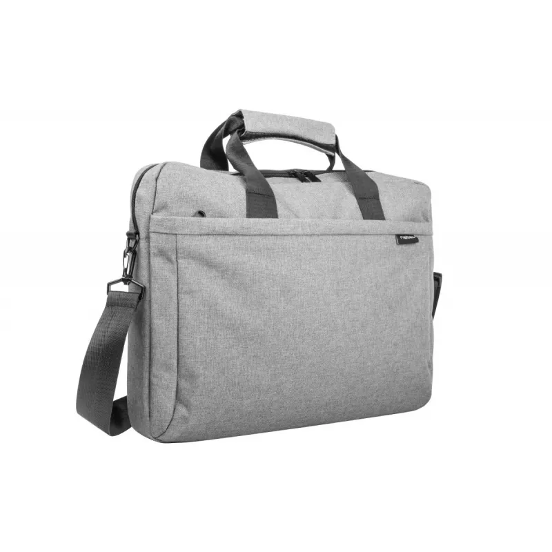 Messenger case NATEC Mustela for laptops up to 39.6 cm (15.6 inch), polyester, grey, front pocket, shoulder strap