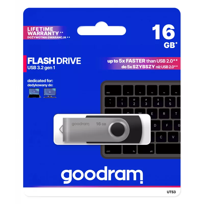 Goodram UTS3 USB flash drive 16 GB USB Type-A 3.2 Gen 1 (3.1 Gen 1) Black