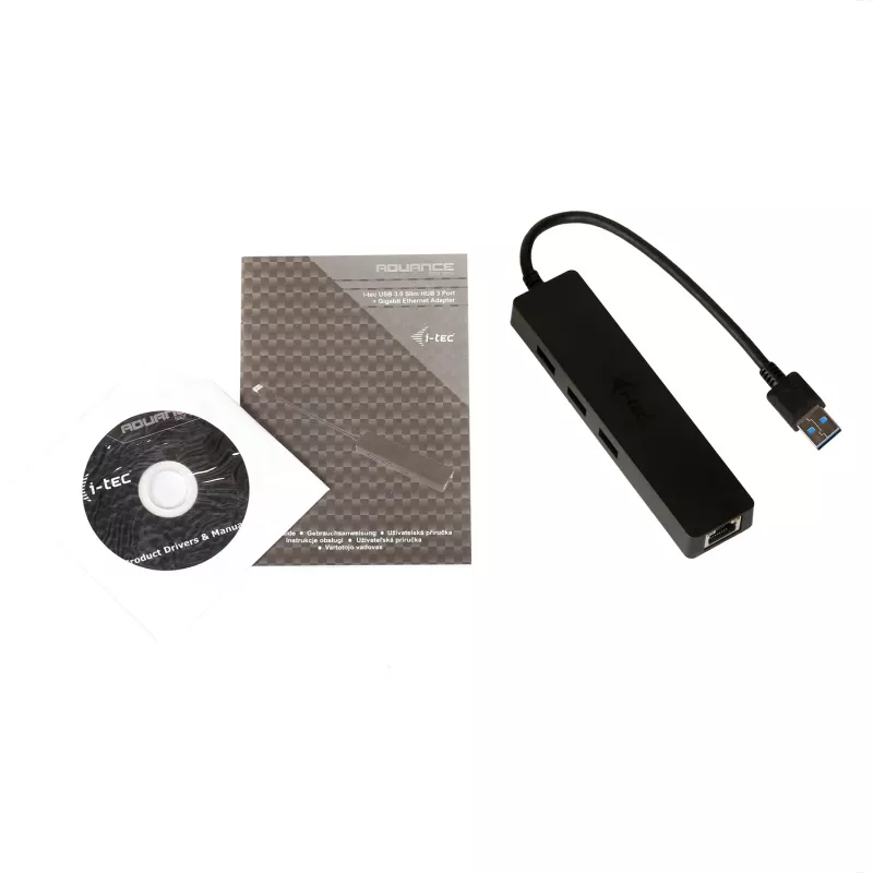 i-tec Advance USB 3.0 Slim HUB 3 Port Gigabit Ethernet Adapter Black