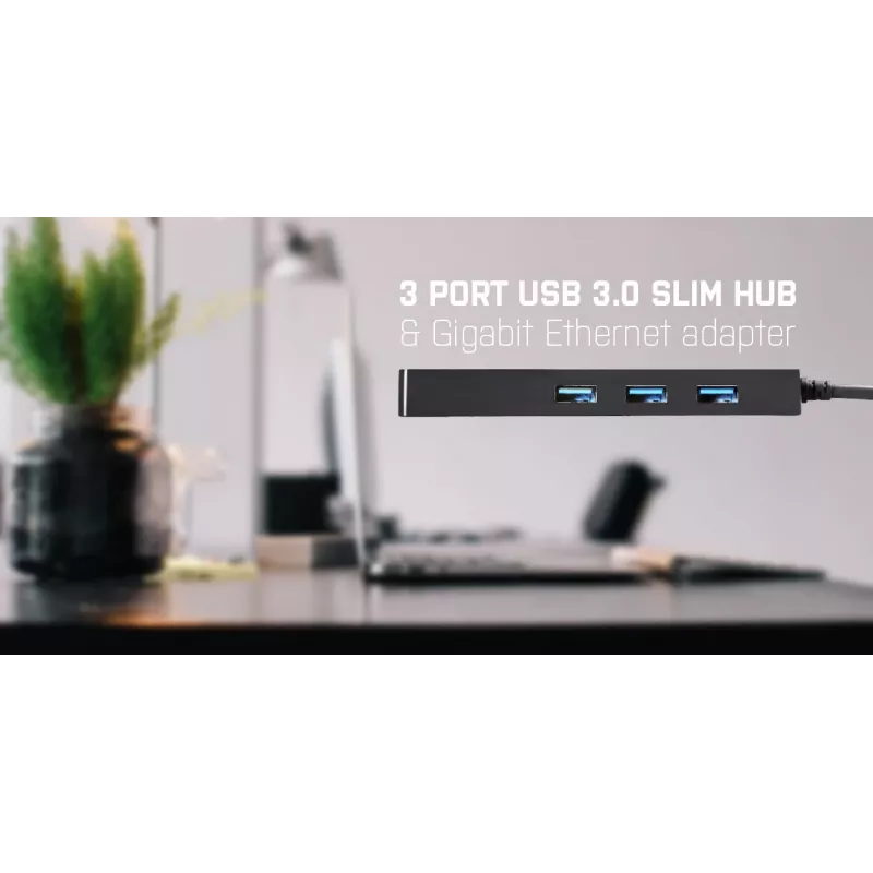 i-tec Advance USB 3.0 Slim HUB 3 Port Gigabit Ethernet Adapter Black