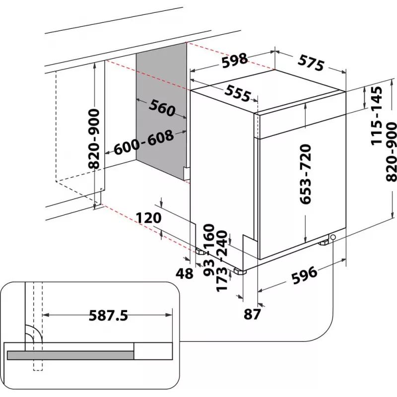 Whirlpool WBC3C26B Semi built-in 14 place settings