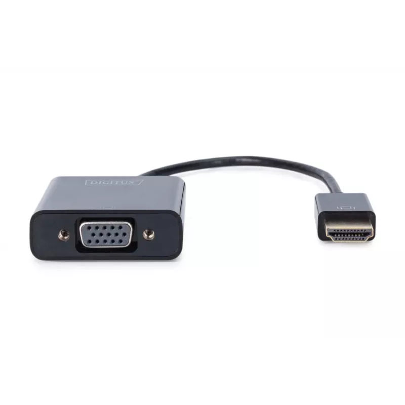 DIGITUS HDMI to VGA converter adapter Typ A - VGA (D-Sub) connector, 3.5mm audio jack black