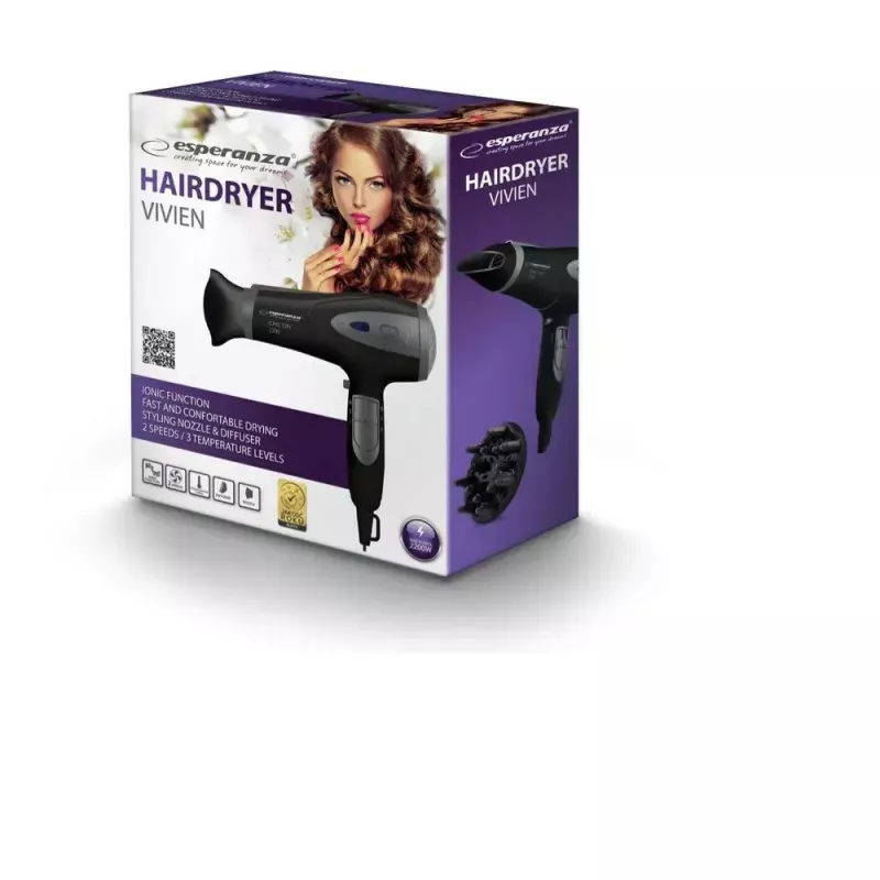 Esperanza Vivien EBH005K ionic hair dryer, 2200 W, black