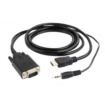 GEMBIRD HDMI to VGA and Audio Adapter Cable, Single Port, 1.8m - Black