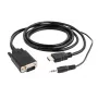 GEMBIRD HDMI to VGA and Audio Adapter Cable, Single Port, 1.8m - Black