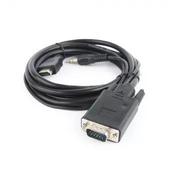 GEMBIRD HDMI to VGA and Audio Adapter Cable, Single Port, 1.8m - Black