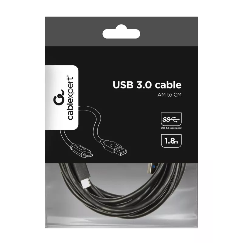 USB cable Gembird CCP-USB3-AMCM-6 USB 3.2 Gen 1 (USB-C to USB-A) 1.8 m Black