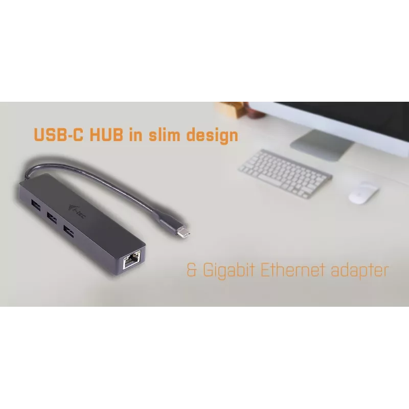 i-tec Advance USB-C Slim Passive HUB 3 Port + Gigabit Ethernet Adapter
