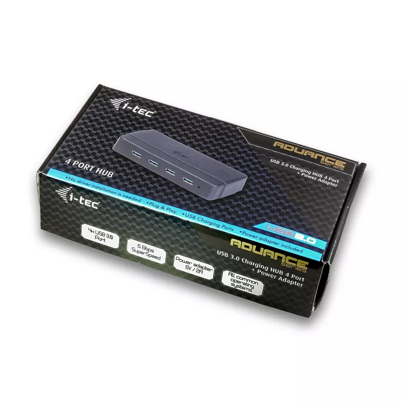 i-tec USB 3.0 Charging HUB 4 Port Power Adapter USB 3.2 Gen 1 Type-B