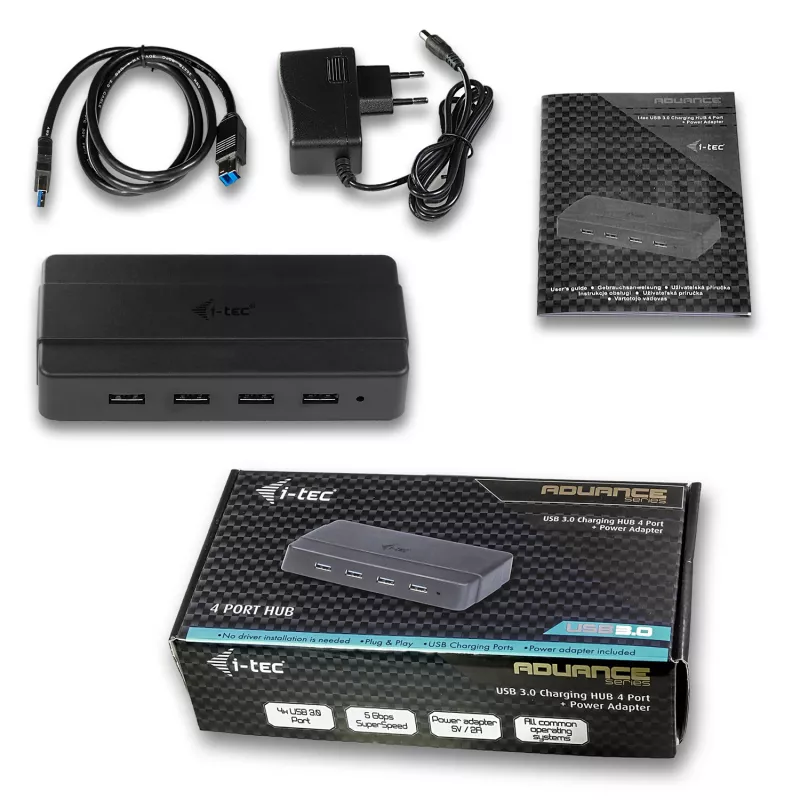 i-tec USB 3.0 Charging HUB 4 Port Power Adapter USB 3.2 Gen 1 Type-B