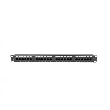 Patch panel 1U LANBERG PPU5-1024-B — 24-port CAT5e, metal, black, 445×32.5×44.5 mm