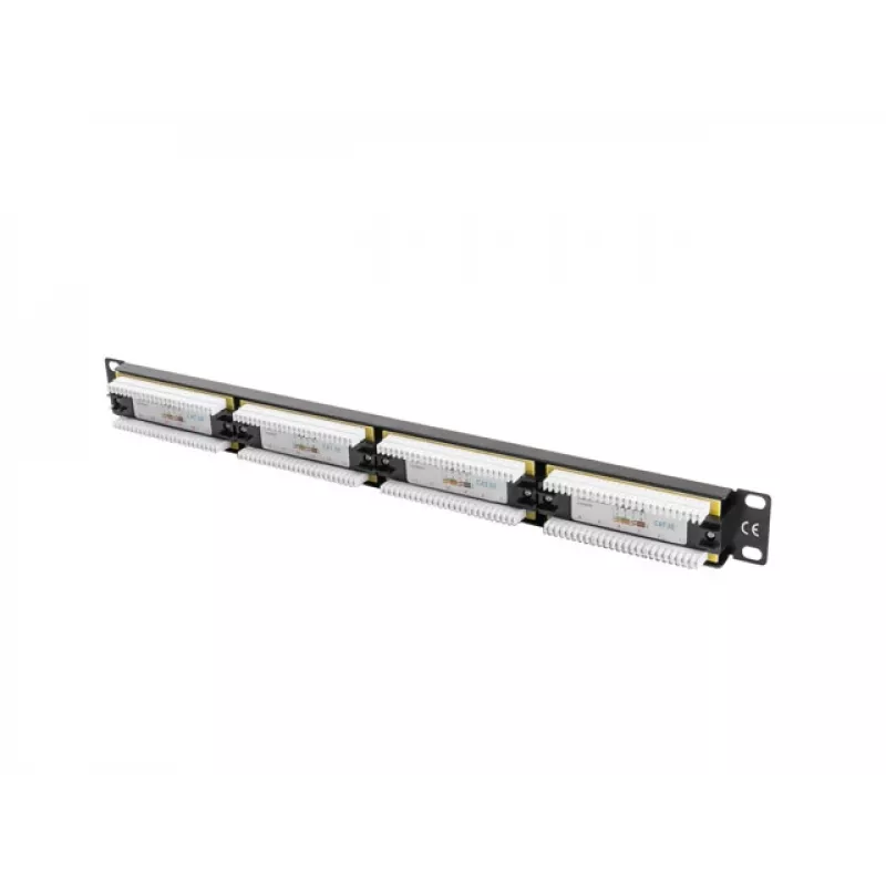 Patch panel 1U LANBERG PPU5-1024-B — 24-port CAT5e, metal, black, 445×32.5×44.5 mm